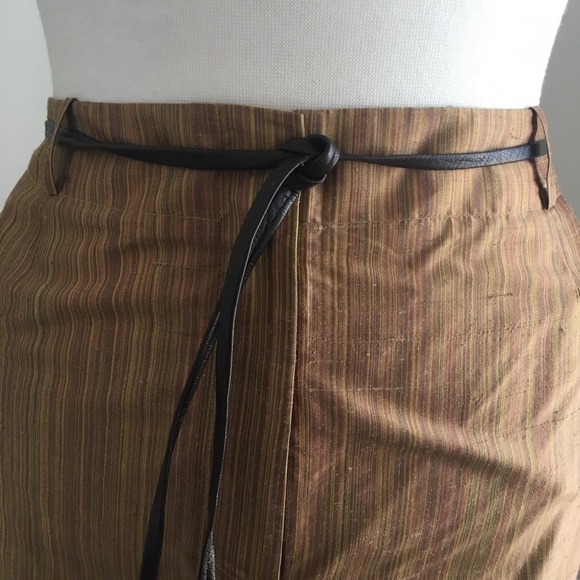 NWOT Belted Silk Skirt w Front Pleat + Pockets 14 - Picture 1 of 8